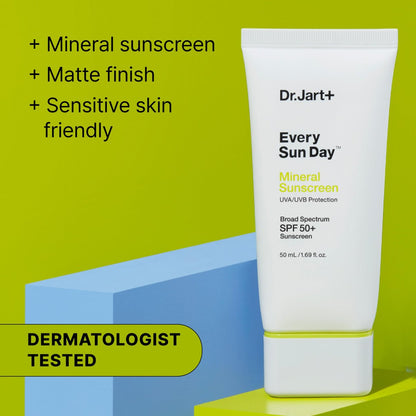 Dr.Jart+ Every Sun Day Mineral Sunscreen SPF 50+ for Face with Zinc Oxide | Korean Skin Care Travel Size 1.69 Fl Oz Avelisse