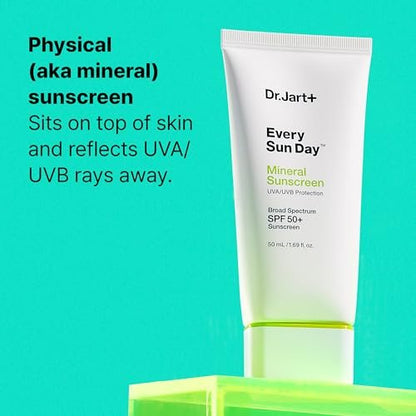 Dr.Jart+ Every Sun Day Mineral Sunscreen SPF 50+ for Face with Zinc Oxide | Korean Skin Care Travel Size 1.69 Fl Oz Avelisse