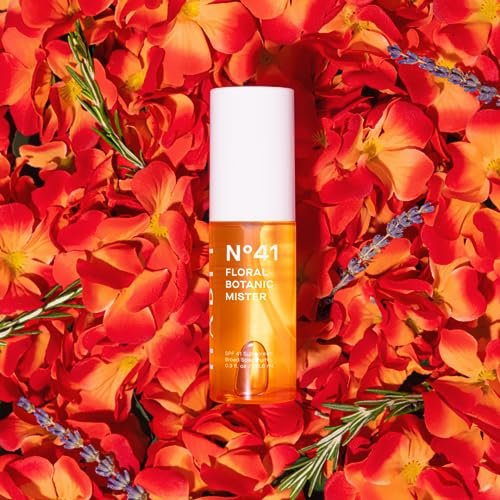 HABIT N°41 Floral Botanic Facial Sunscreen Mist SPF 41 – Touchless Application Over Makeup, Travel Size 0.9 oz Avelisse