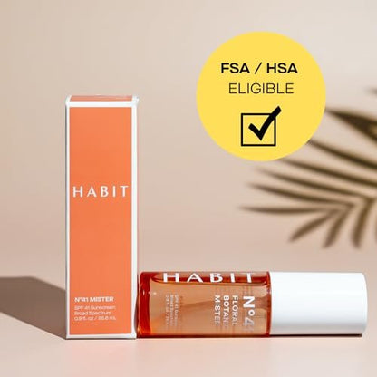 HABIT N°41 Floral Botanic Facial Sunscreen Mist SPF 41 – Touchless Application Over Makeup, Travel Size 0.9 oz Avelisse