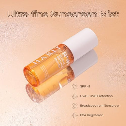HABIT N°41 Floral Botanic Facial Sunscreen Mist SPF 41 – Touchless Application Over Makeup, Travel Size 0.9 oz Avelisse