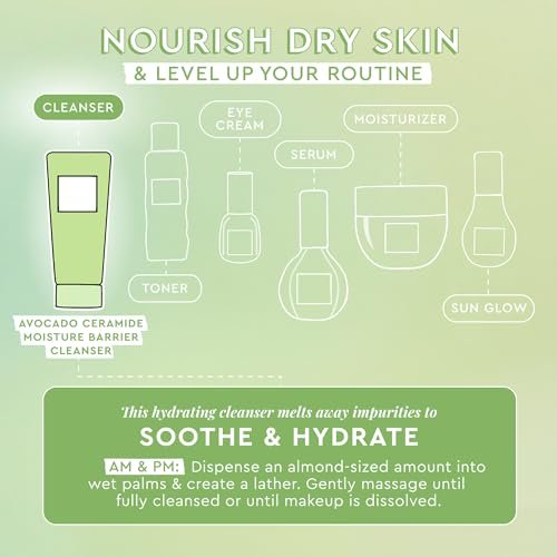 Glow Recipe Avocado Ceramide Facial Cleanser – Hydrating Gel-to-Foam Face Wash for Dry Skin, Barrier Support, Hyaluronic Acid + Colloidal Oatmeal (150ml) Avelisse