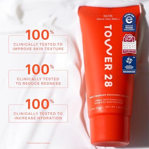 Tower 28 SOS Recovery Face Cream - Hydrating Moisturizer with Hyaluronic Acid & Ceramides for Sensitive Skin - Barrier Repair, Reduces Redness & Improves Texture, 1.86 oz Avelisse