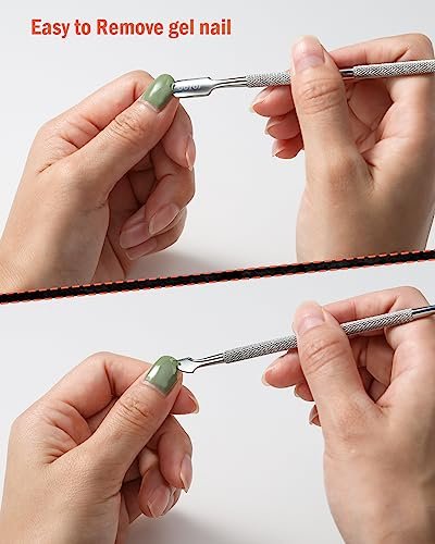 BEZOX Cuticle Pusher - Stainless Steel Double-Ended Cuticle Stick & UV Gel Nail Polish Remover Tool for Professional Manicure Avelisse