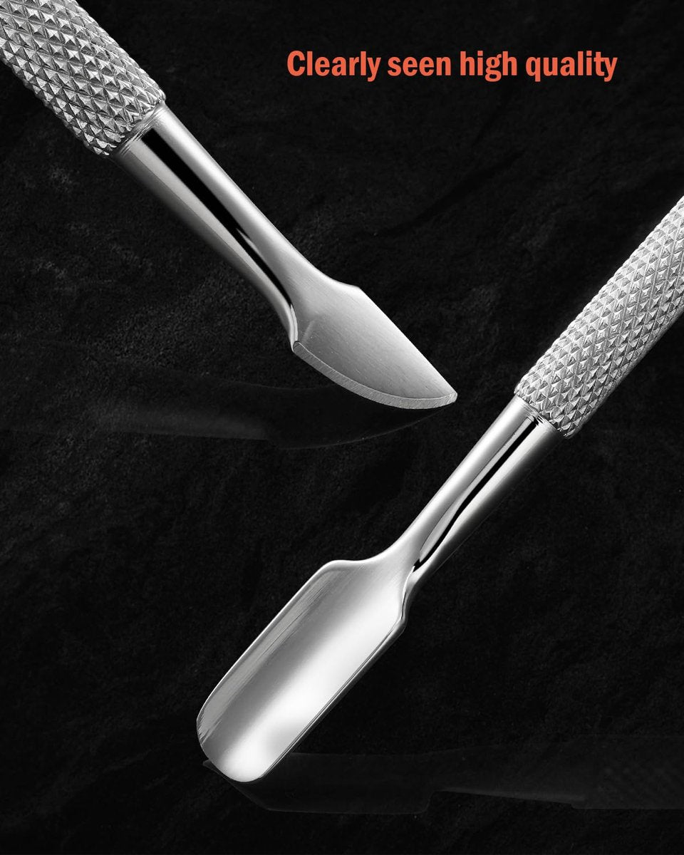 BEZOX Cuticle Pusher - Stainless Steel Double-Ended Cuticle Stick & UV Gel Nail Polish Remover Tool for Professional Manicure Avelisse