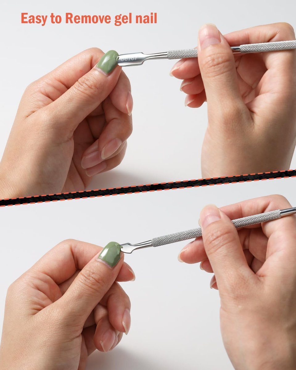 BEZOX Cuticle Pusher - Stainless Steel Double-Ended Cuticle Stick & UV Gel Nail Polish Remover Tool for Professional Manicure Avelisse