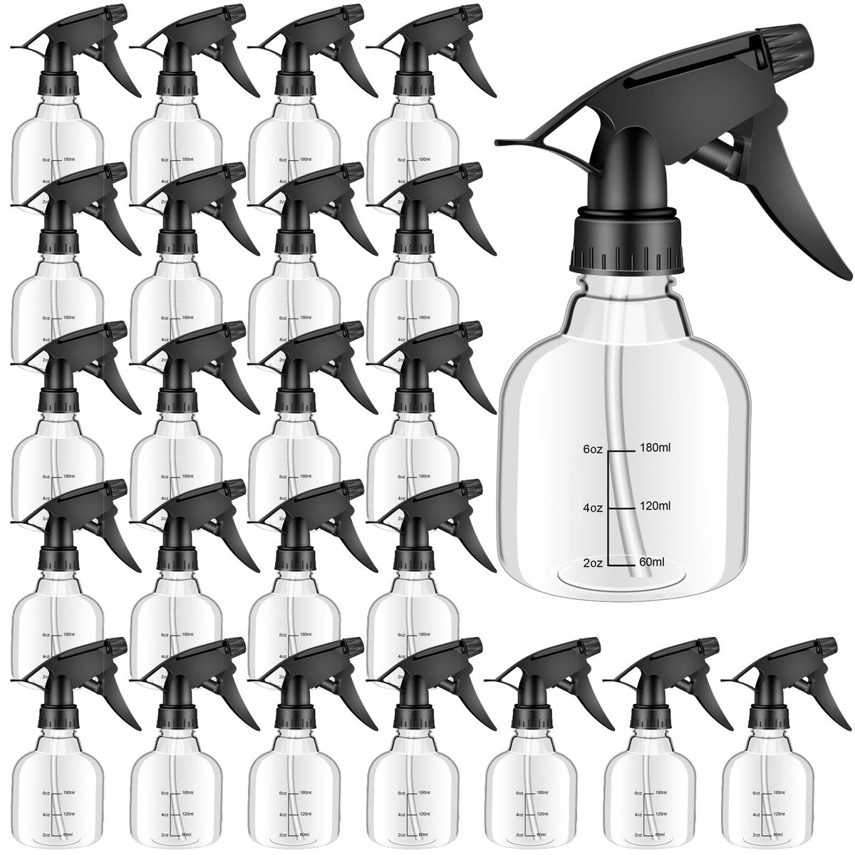 Worldity 24 Pack 8 oz Small Spray Bottles - Refillable Empty Spray Bottles with Measurement Marks and Adjustable Nozzle for Hair, Cleaning, Plants, Kitchen, Bathroom, Salon & Home Use Avelisse