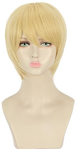 Yuehong Long Curly Blonde Double Ponytail Clip Wig for Women - Synthetic Halloween Cosplay Costume Wig