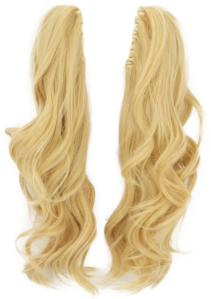 Yuehong Long Curly Blonde Double Ponytail Clip Wig for Women - Synthetic Halloween Cosplay Costume Wig
