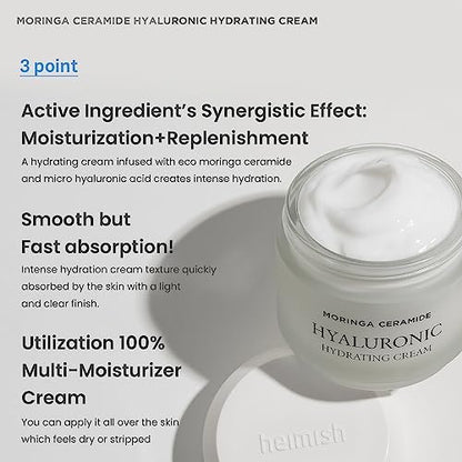 Heimish Moringa Ceramide & Hyaluronic Hydrating Cream - 1.69 fl oz (50 ml) – Deep Moisture Face Cream