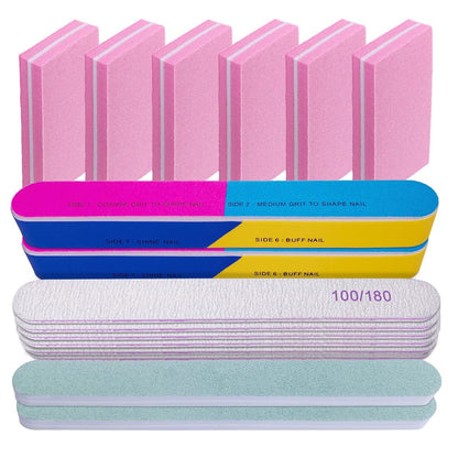 16-Pack Nail File and Buffer Set | Professional Nail Files & Buffers for Natural Nails | 100/180 Grit & 7-Way Buffer
