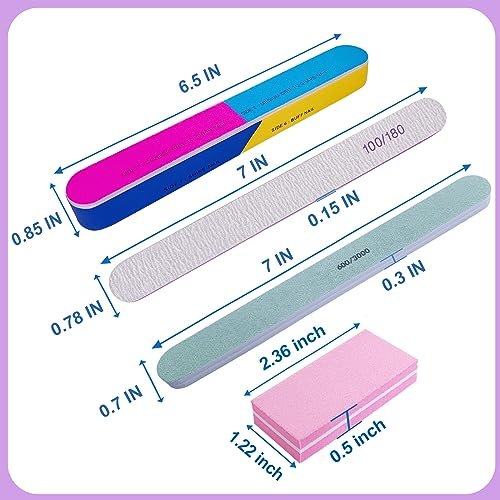 16-Pack Nail File and Buffer Set | Professional Nail Files & Buffers for Natural Nails | 100/180 Grit & 7-Way Buffer - görsel 14