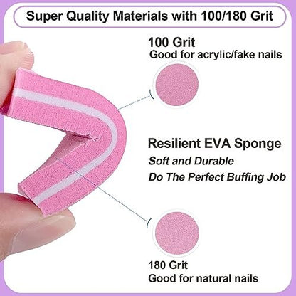16-Pack Nail File and Buffer Set | Professional Nail Files & Buffers for Natural Nails | 100/180 Grit & 7-Way Buffer