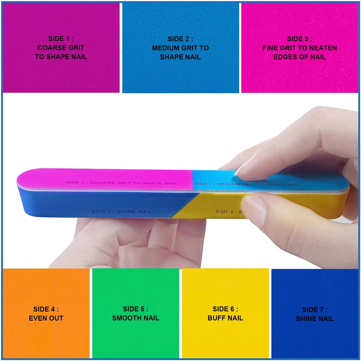 16-Pack Nail File and Buffer Set | Professional Nail Files & Buffers for Natural Nails | 100/180 Grit & 7-Way Buffer - görsel 5