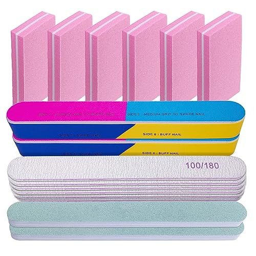 16-Pack Nail File and Buffer Set | Professional Nail Files & Buffers for Natural Nails | 100/180 Grit & 7-Way Buffer - görsel 2