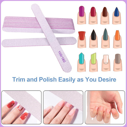 16-Pack Nail File and Buffer Set | Professional Nail Files & Buffers for Natural Nails | 100/180 Grit & 7-Way Buffer