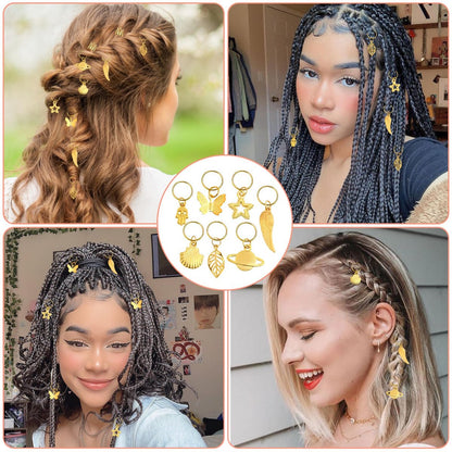 Lucomb 280 Pcs Hair Jewelry Set – Gold Hair Charms, Cuffs & Beads for Braids, Dreadlocks & Locs – Adjustable Metal Rings for Hair Decoration