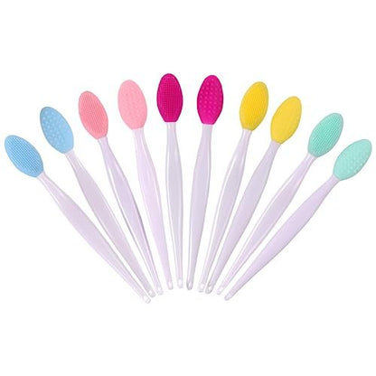 10-Pack Silicone Double-Sided Lip Scrub & Facial Cleansing Brush Set – Exfoliate Lips, Remove Blackheads, Deep Clean Pores
