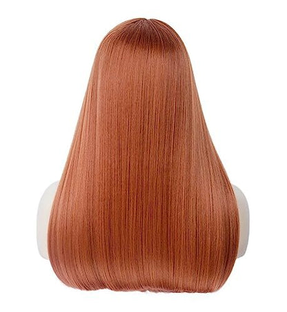 Rugelyss Long Straight Auburn Wig 22 Inches - Copper Red Synthetic Hair Wig for Women, Daily Wear & Party with Wig Cap
