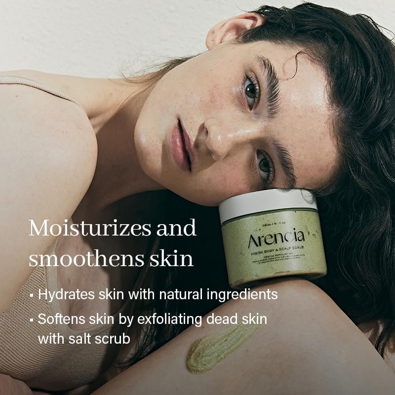 Arencia Fresh Cloud Sea Salt Body & Scalp Scrub (Green) – Gentle Exfoliation for Softer, Refreshed Skin and Scalp, Korean Skin Care - görsel 4