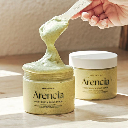 Arencia Fresh Cloud Sea Salt Body & Scalp Scrub (Green) – Gentle Exfoliation for Softer, Refreshed Skin and Scalp, Korean Skin Care
