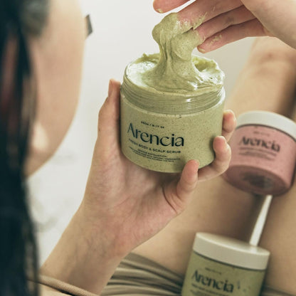 Arencia Fresh Cloud Sea Salt Body & Scalp Scrub (Green) – Gentle Exfoliation for Softer, Refreshed Skin and Scalp, Korean Skin Care