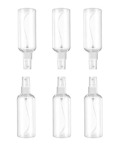 MUUZLL 6-Pack Refillable Spray Bottles - 2oz/50ml Clear Empty Fine Mist Plastic Mini Travel Bottles