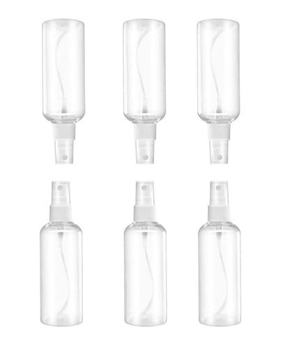 MUUZLL 6-Pack Refillable Spray Bottles - 2oz/50ml Clear Empty Fine Mist Plastic Mini Travel Bottles