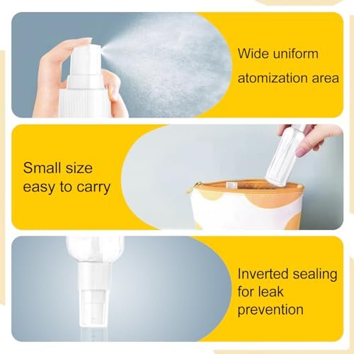 MUUZLL 6-Pack Refillable Spray Bottles - 2oz/50ml Clear Empty Fine Mist Plastic Mini Travel Bottles - görsel 15