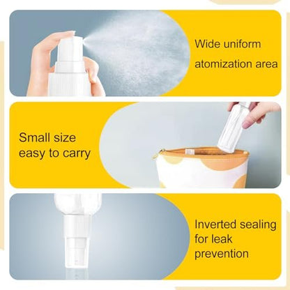 MUUZLL 6-Pack Refillable Spray Bottles - 2oz/50ml Clear Empty Fine Mist Plastic Mini Travel Bottles