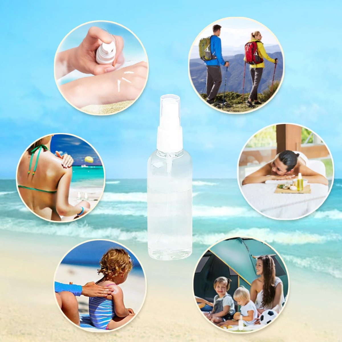 MUUZLL 6-Pack Refillable Spray Bottles - 2oz/50ml Clear Empty Fine Mist Plastic Mini Travel Bottles - görsel 10