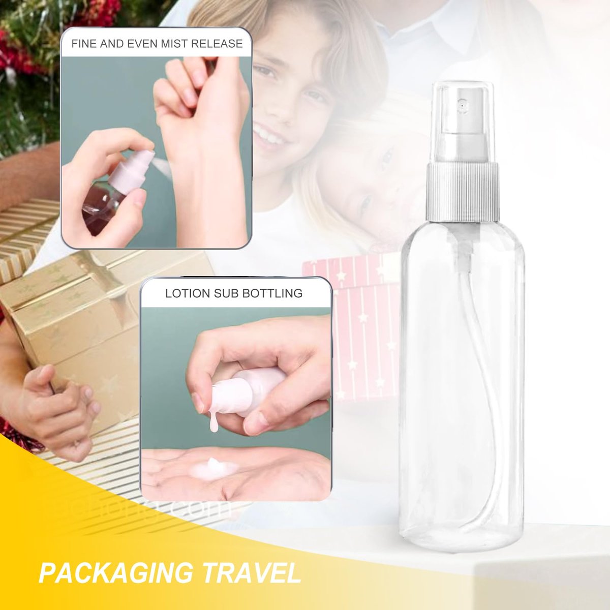 MUUZLL 6-Pack Refillable Spray Bottles - 2oz/50ml Clear Empty Fine Mist Plastic Mini Travel Bottles - görsel 8