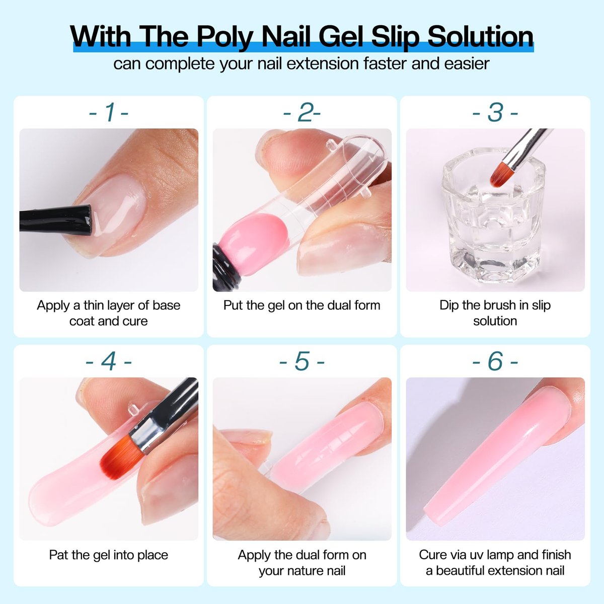 Morovan Poly Gel Slip Solution Kit: 4oz Slip Liquid & Dual-Ended Brush Pusher for Flawless Poly Gel Nails - görsel 17