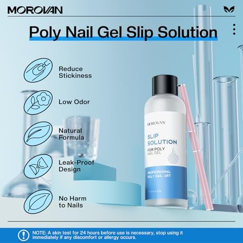 Morovan Poly Gel Slip Solution Kit: 4oz Slip Liquid & Dual-Ended Brush Pusher for Flawless Poly Gel Nails - görsel 6