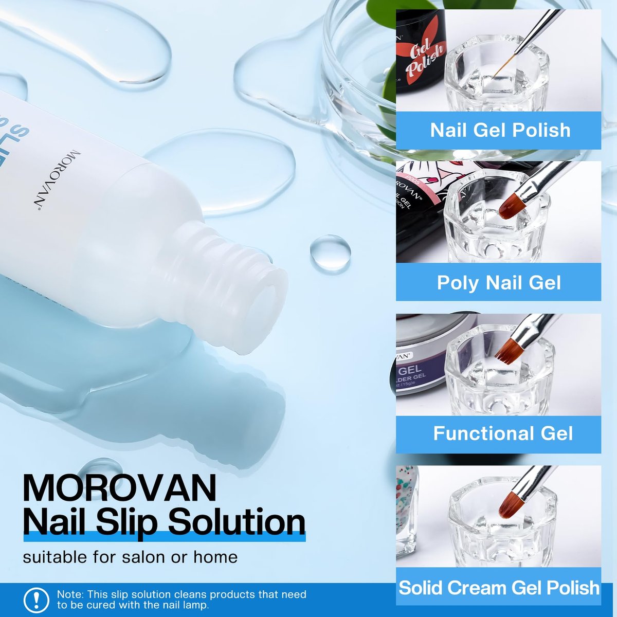 Morovan Poly Gel Slip Solution Kit: 4oz Slip Liquid & Dual-Ended Brush Pusher for Flawless Poly Gel Nails - görsel 9