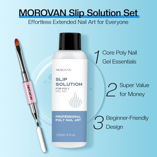Morovan Poly Gel Slip Solution Kit: 4oz Slip Liquid & Dual-Ended Brush Pusher for Flawless Poly Gel Nails - görsel 16