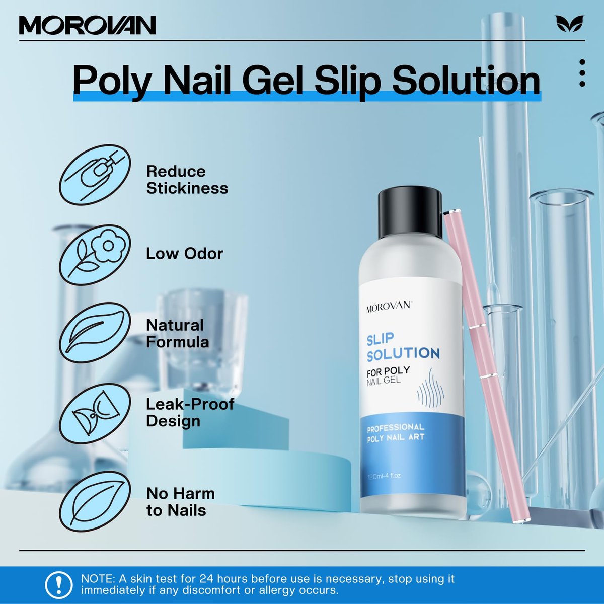 Morovan Poly Gel Slip Solution Kit: 4oz Slip Liquid & Dual-Ended Brush Pusher for Flawless Poly Gel Nails - görsel 5