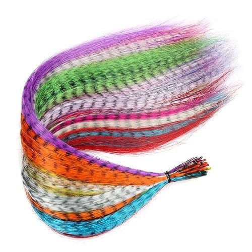 Kootinn Hair Feathers Extension Kit - 13 Colors Mixed Synthetic Feather Hair Extensions with 100 Micro Link Beads and Crochet Hook (17 Inch) - görsel 8