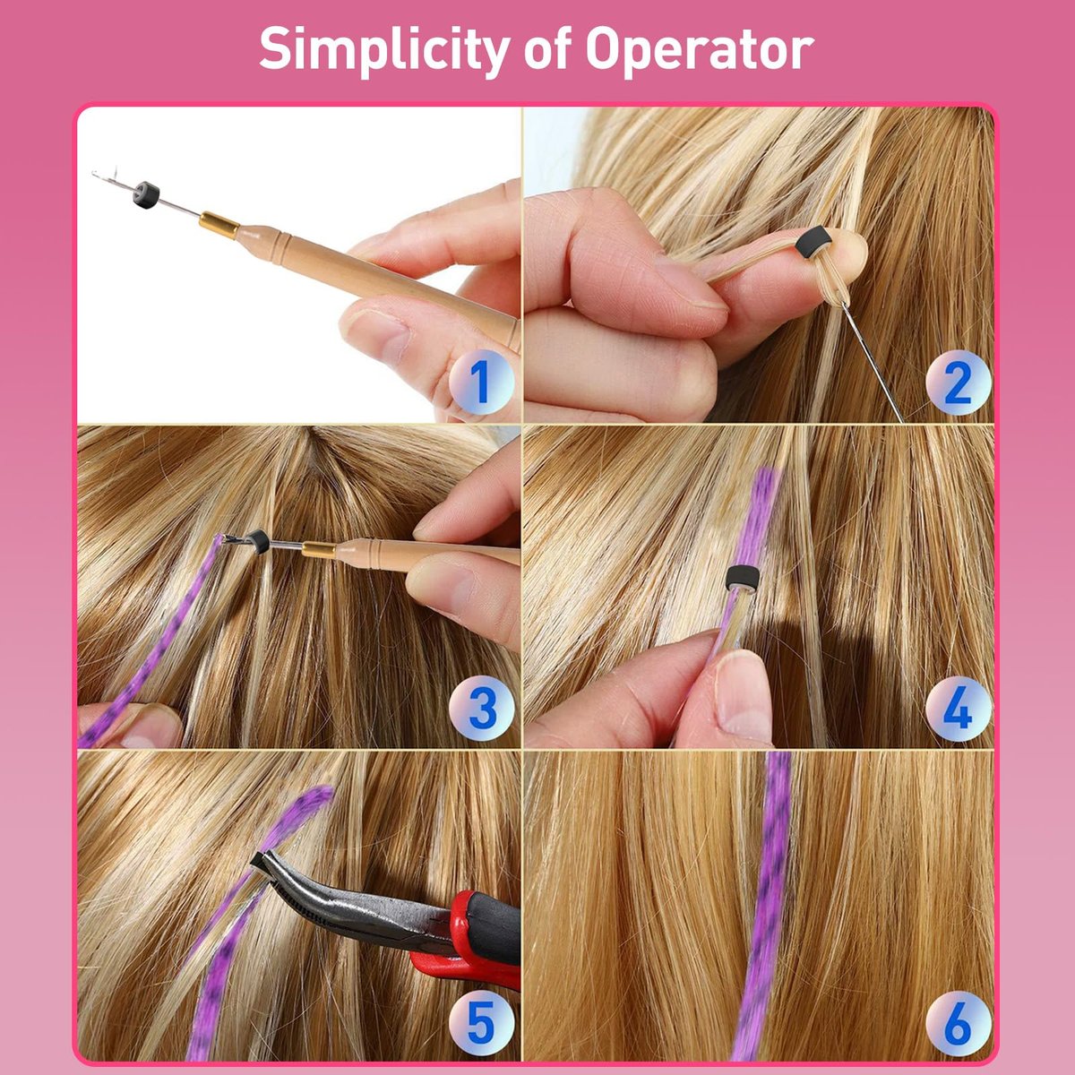 Kootinn Hair Feathers Extension Kit - 13 Colors Mixed Synthetic Feather Hair Extensions with 100 Micro Link Beads and Crochet Hook (17 Inch) - görsel 11