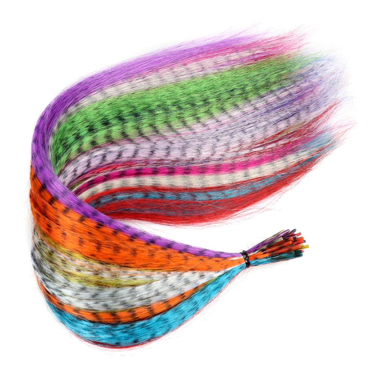Kootinn Hair Feathers Extension Kit - 13 Colors Mixed Synthetic Feather Hair Extensions with 100 Micro Link Beads and Crochet Hook (17 Inch) - görsel 7