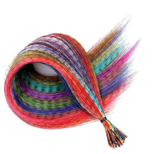 Kootinn Hair Feathers Extension Kit - 13 Colors Mixed Synthetic Feather Hair Extensions with 100 Micro Link Beads and Crochet Hook (17 Inch) - görsel 6