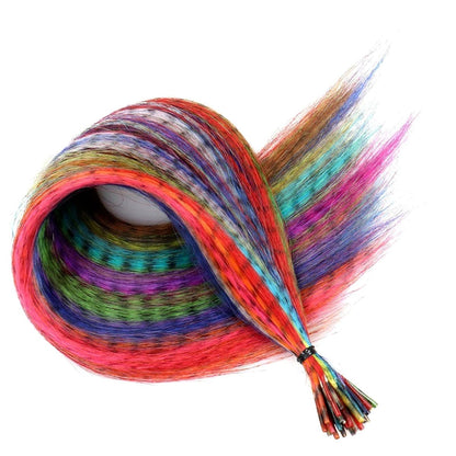 Kootinn Hair Feathers Extension Kit - 13 Colors Mixed Synthetic Feather Hair Extensions with 100 Micro Link Beads and Crochet Hook (17 Inch)