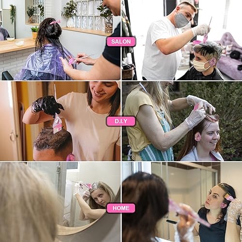 Asqraqo 11-Piece Hair Coloring Kit - Professional Salon Tools for DIY Hair Dye & Bleaching, Includes Clips, Bowl, Brush, Earmuffs (Pink) - görsel 12