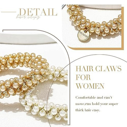 Fashey Pearl Hair Tie Fancy Ponytail Holders – Beaded Scrunchies Hair Accessories for Women (Pack of 3)