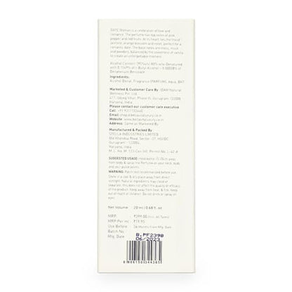 BellaVita Luxury DATE Eau de Parfum Travel Size Edition 20 ml – Long-Lasting Mini Perfume for Women with Red Fruit, Pink Pepper & Jasmine