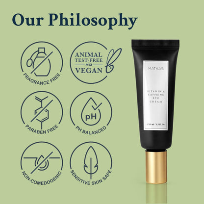 MATKAS Korean Vitamin C Under Eye Cream for Dark Circles and Puffiness 0.5 Fl. Oz. - Brightening Under Eye Cream with Caffeine for Puffy Eyes, Korean Under Eyes Brightener Moisturizer