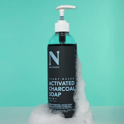 Dr. Natural Activated Charcoal Liquid Soap - Deep Cleansing Body Wash for Acne-Prone Skin, Mint Scent, 16 oz