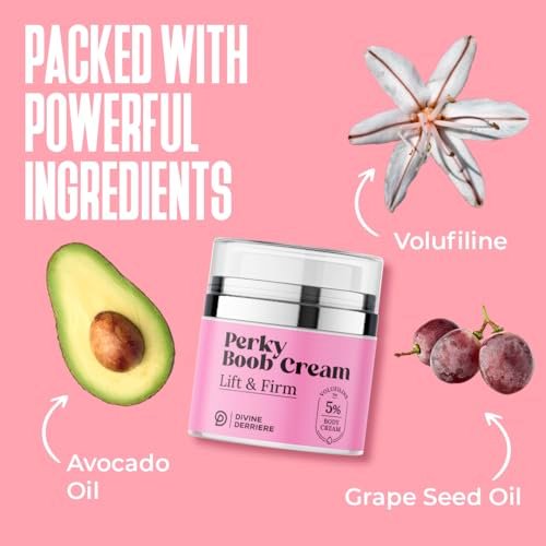 Divine Derriere Perky Body Cream - Lift & Firm Skin Tightening Cream for Body, Moisturizing Chest Firming Cream with Volufiline for a Perkier Look & Toned Décolleté, 1.7 Fl Oz Avelisse