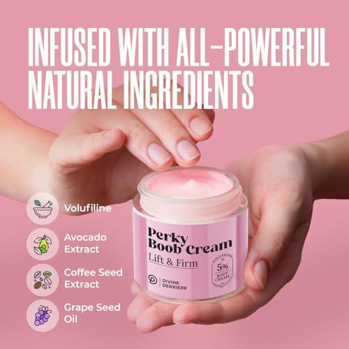 Divine Derriere Perky Body Cream - Lift & Firm Skin Tightening Cream for Body, Moisturizing Chest Firming Cream with Volufiline for a Perkier Look & Toned Décolleté, 1.7 Fl Oz Avelisse