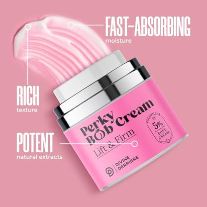 Divine Derriere Perky Body Cream - Lift & Firm Skin Tightening Cream for Body, Moisturizing Chest Firming Cream with Volufiline for a Perkier Look & Toned Décolleté, 1.7 Fl Oz Avelisse